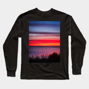 Colorful Sunset on a Maritime Sea Coast Retro Vibes Long Sleeve T-Shirt